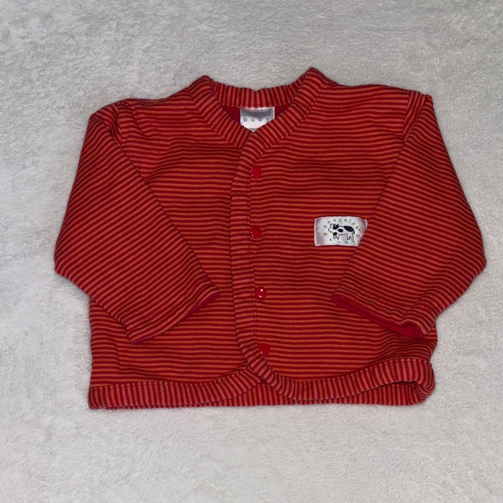 (3 for $10) Kooshies newborn 100% cotton Red Striped button up Cardigan